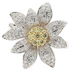 Natürlicher gelber runder Diamant 0.84 Karat TW Gold Cocktail-Ring