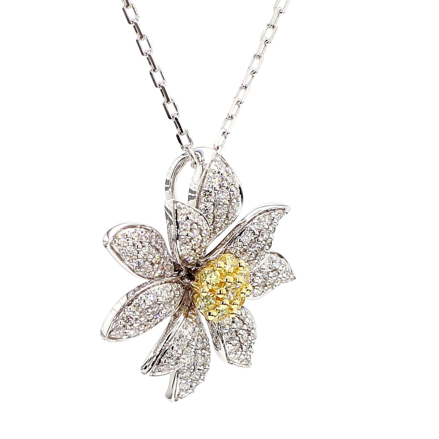 Taille ronde Pendentif en or jaune naturel avec diamant rond de 0.86 carat poids total en vente