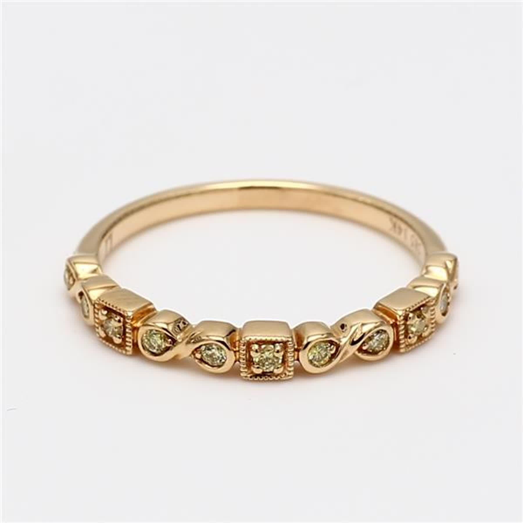 RareGemWorld's classic diamond band. Mounted in a beautiful 18K Yellow Gold setting with natural round yellow diamond melee. This band is guaranteed to impress and enhance your personal collection!

Total Weight: .10cts

Diamond Measurements: