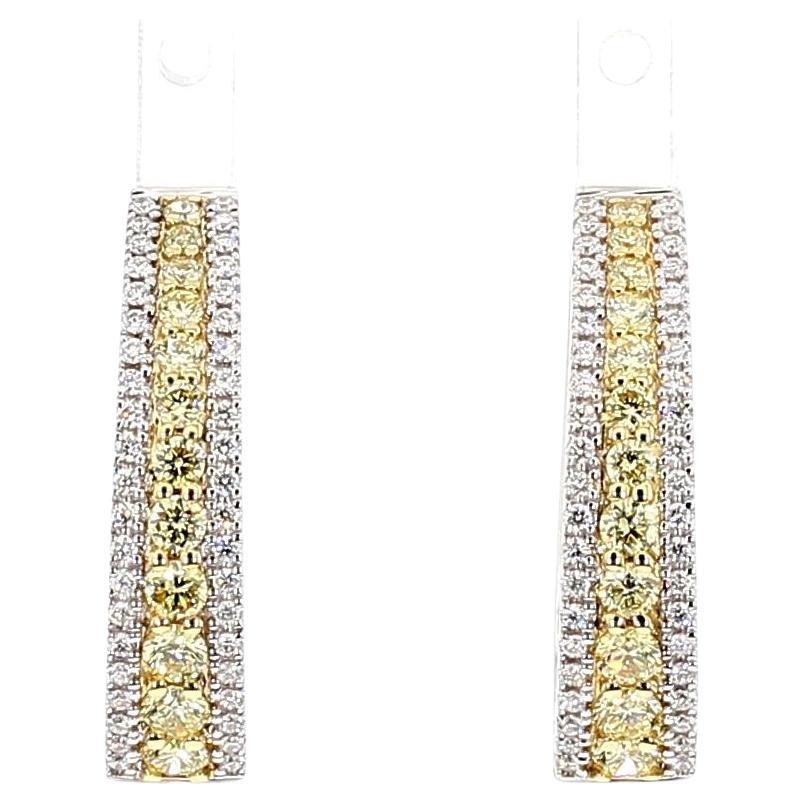 Natürlicher gelber runder Diamant 1.02 Karat TW Gold Creolen