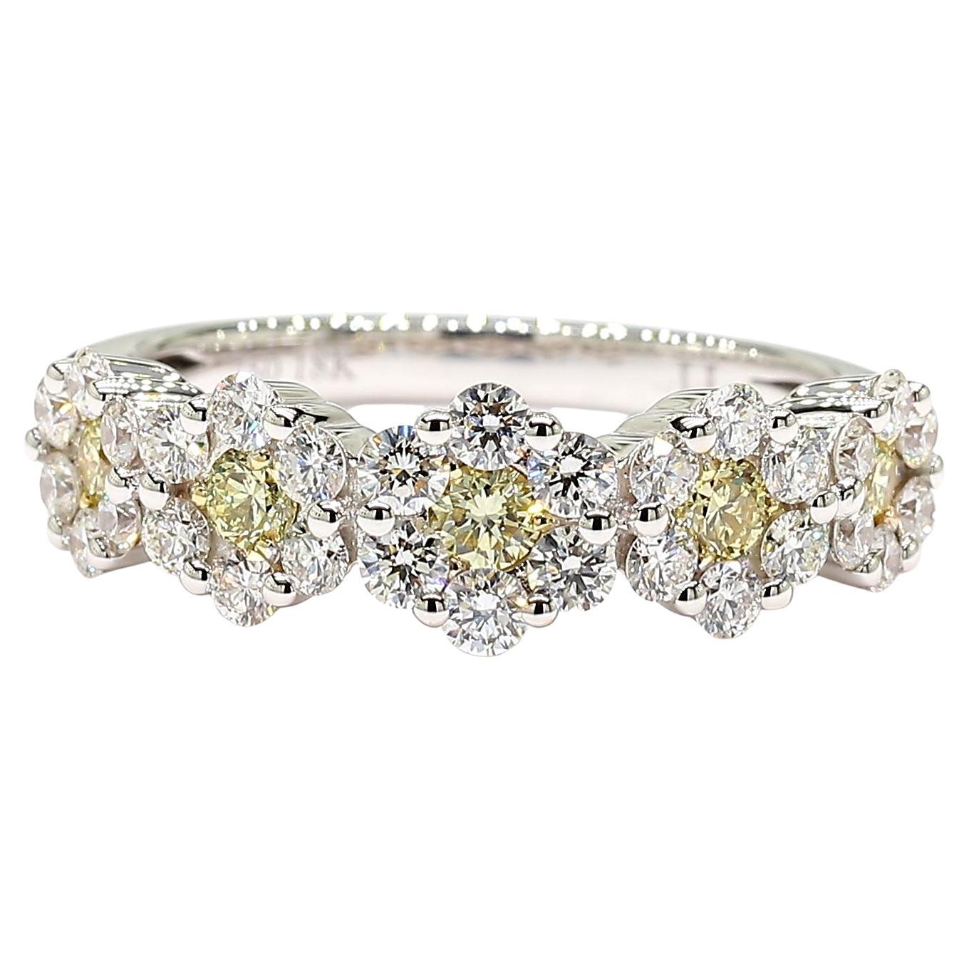Natural Yellow Round Diamond 1.03 Carat TW Gold Cocktail Band