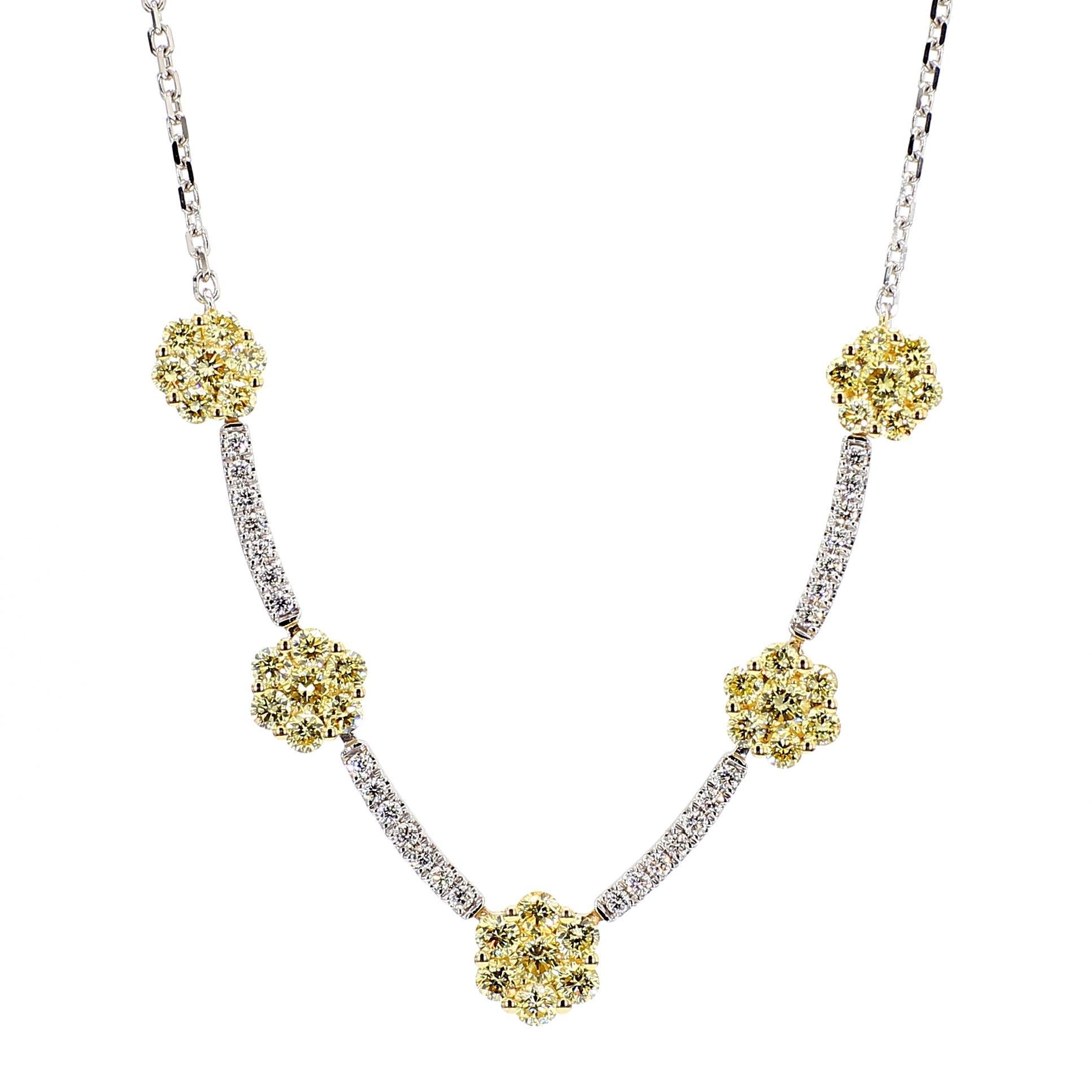 Contemporaneo Collana in oro con diamanti tondi gialli naturali da 1,06 carati TW in vendita