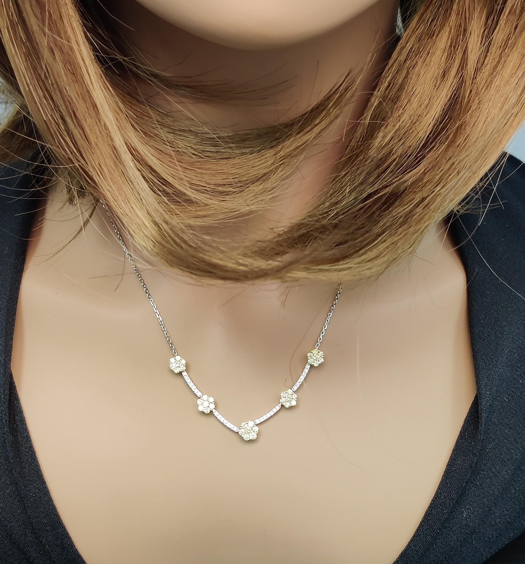 Collana in oro con diamanti tondi gialli naturali da 1,06 carati TW In condizioni Nuovo in vendita a New York, NY