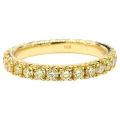 Natural Yellow Round Diamond 1.12 Carat TW Gold Eternity Band