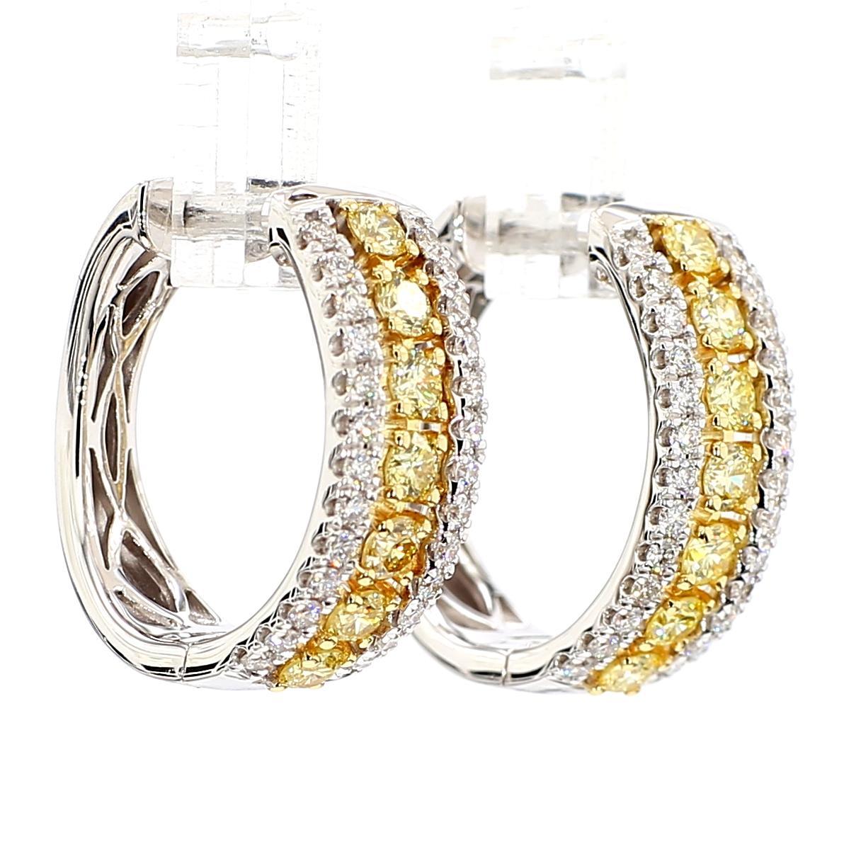 Taille ronde Créoles en or jaune naturel de 1.26 carats poids total en vente