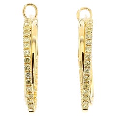 Orecchini a cerchio in oro giallo Nature con diamante rotondo da 1.44 carati TW