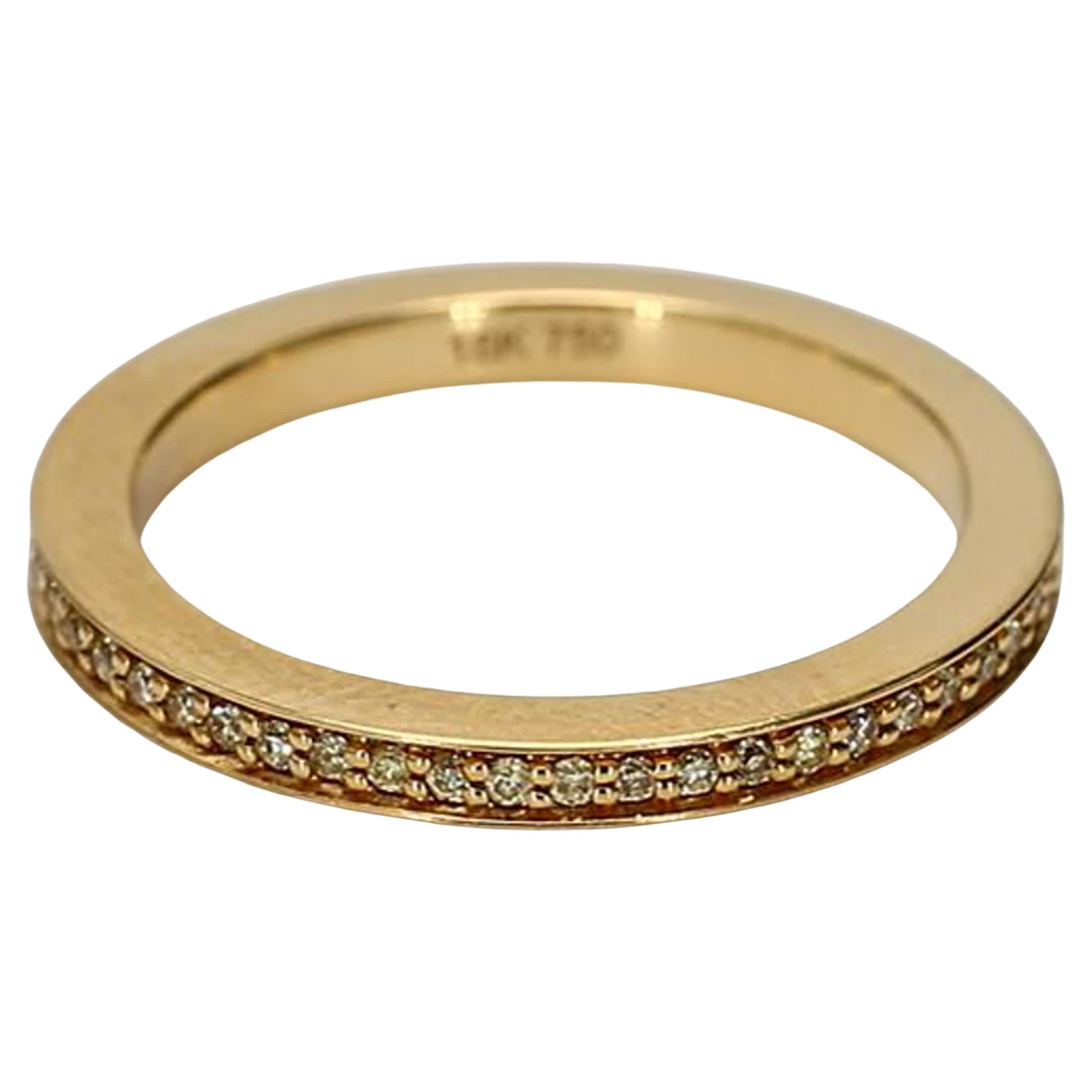 Anneau de mariage en or jaune avec diamant rond de couleur jaune naturelle de 16 carat TW
