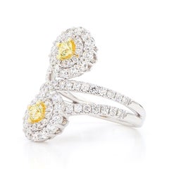 Natural Yellow Round Diamond 1.62 Carat TW Gold Cocktail Ring