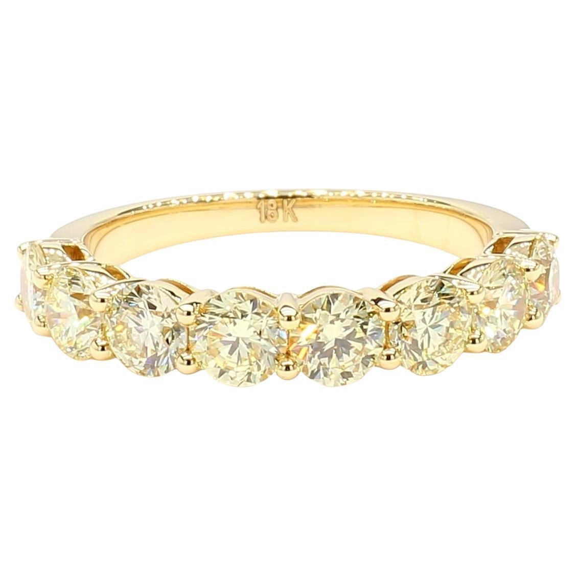 Natural Yellow Round Diamond 2.02 Carat TW Yellow Gold Wedding Band