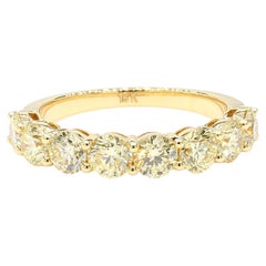 Natural Yellow Round Diamond 2.02 Carat TW Yellow Gold Wedding Band