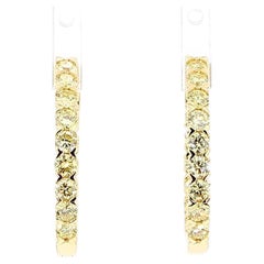 Orecchini a cerchio in oro giallo Nature con diamante rotondo da 2.17 carati TW