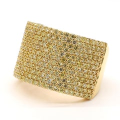 Natural Yellow Round Diamond 2.23 Carat TW Gold Cocktail Ring