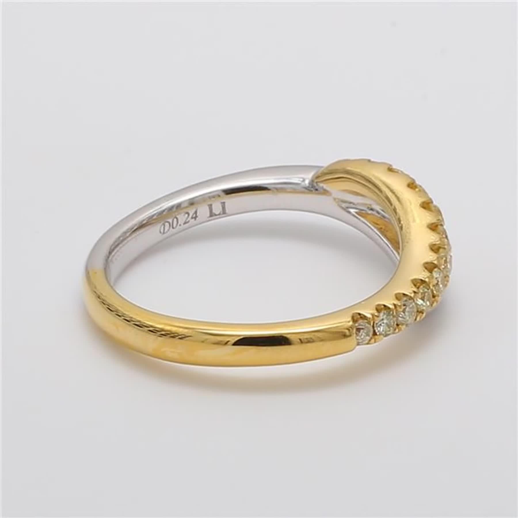 Natural Yellow Round Diamond .24 Carat TW Yellow Gold Wedding Band In New Condition In New York, NY