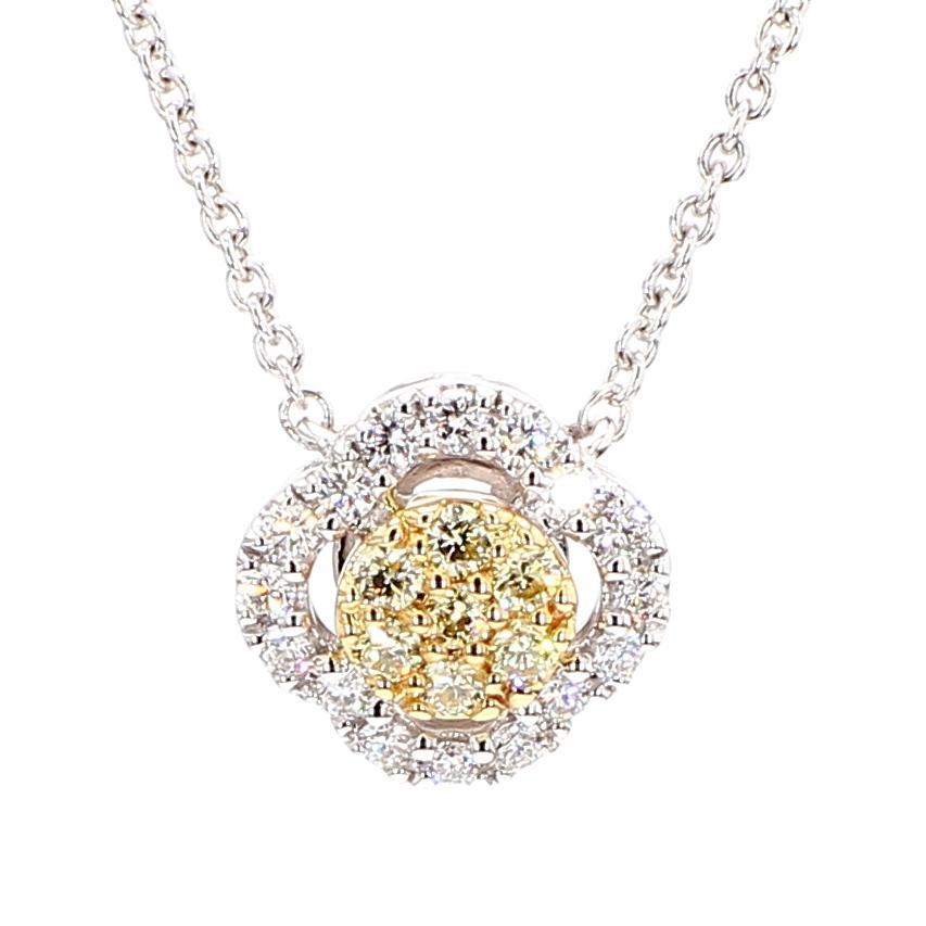 Contemporary Natural Yellow Round Diamond .25 Carat TW Gold Drop Necklace For Sale
