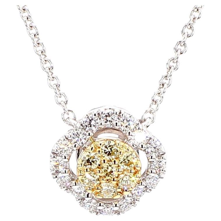 Natural Yellow Round Diamond .25 Carat TW Gold Drop Necklace For Sale
