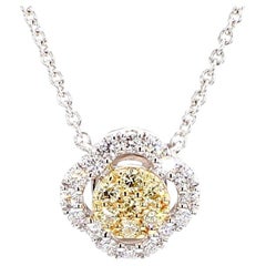 Natural Yellow Round Diamond .25 Carat TW Gold Drop Necklace