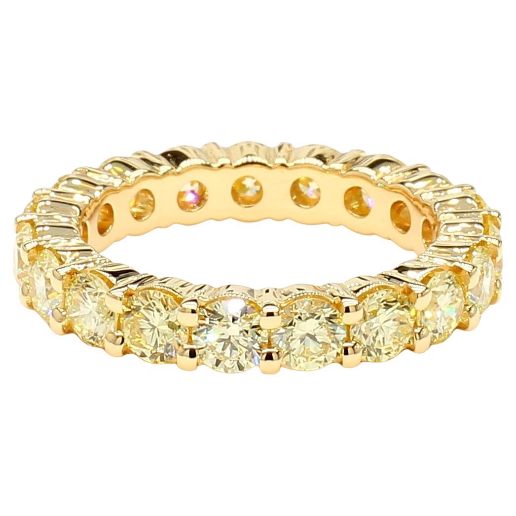 Natural Yellow Round Diamond 2.55 Carat TW Gold Eternity Band