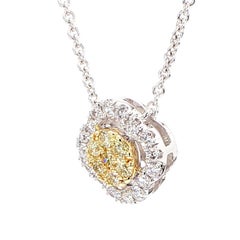 Natural Yellow Round Diamond .26 Carat TW Gold Drop Necklace