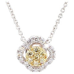 Natürlicher gelber runder Diamant .26 Karat TW Gold-Tropfen-Halskette