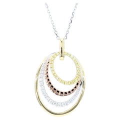 Natural Yellow Round Diamond .28 Carat TW Gold Drop Pendant