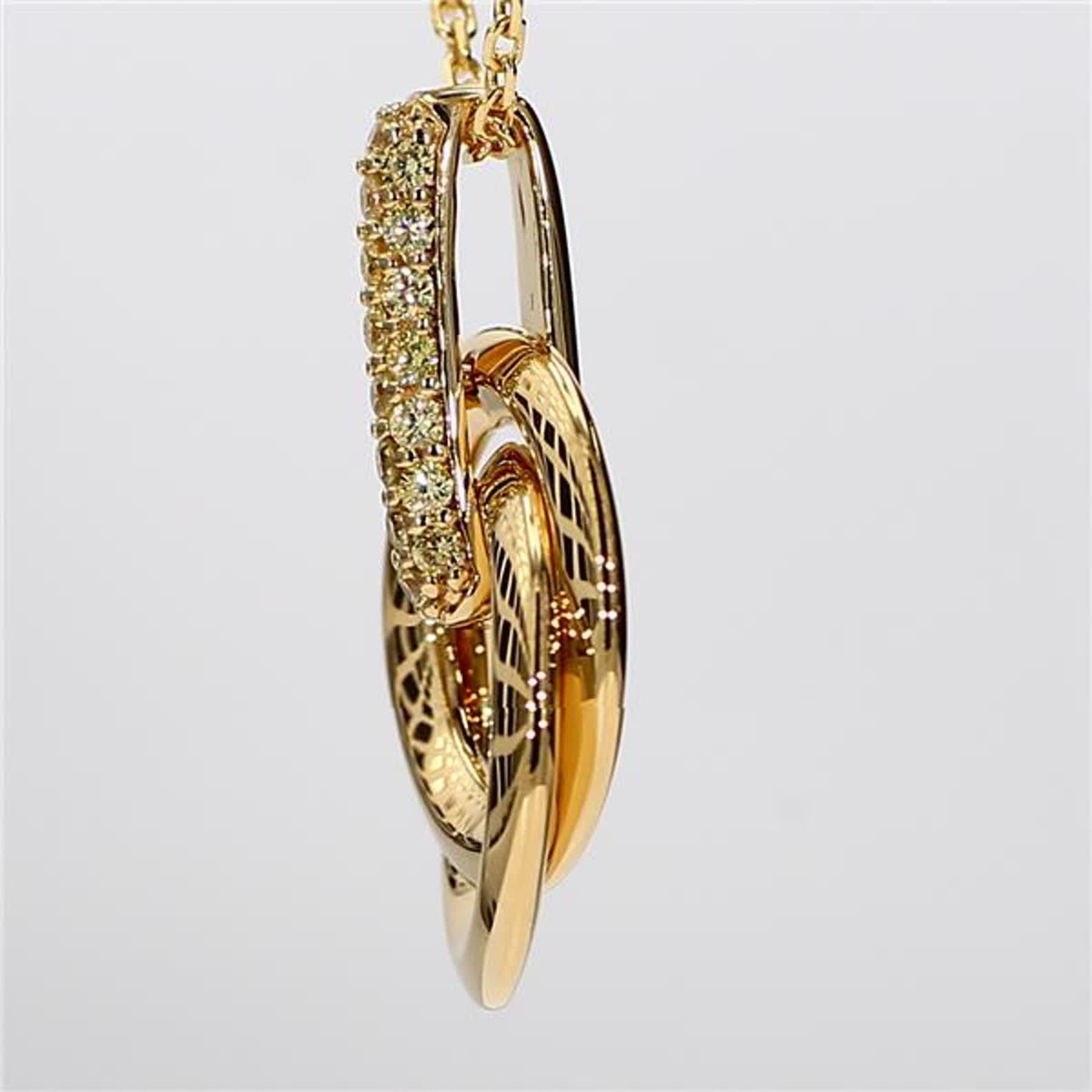 Contemporary Natural Yellow Round Diamond .30 Carat TW Yellow Gold Drop Pendant For Sale