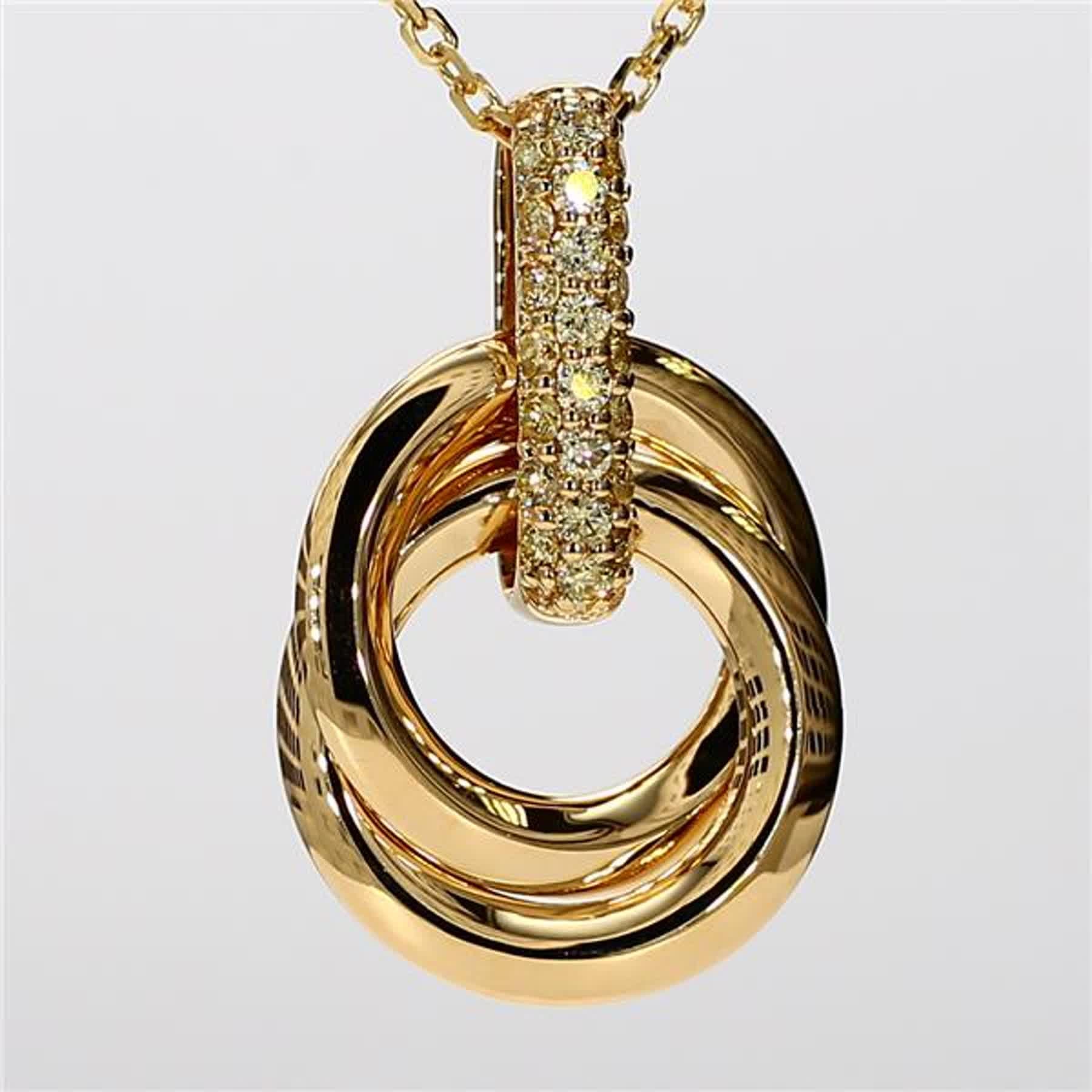 Natural Yellow Round Diamond .30 Carat TW Yellow Gold Drop Pendant For Sale 1