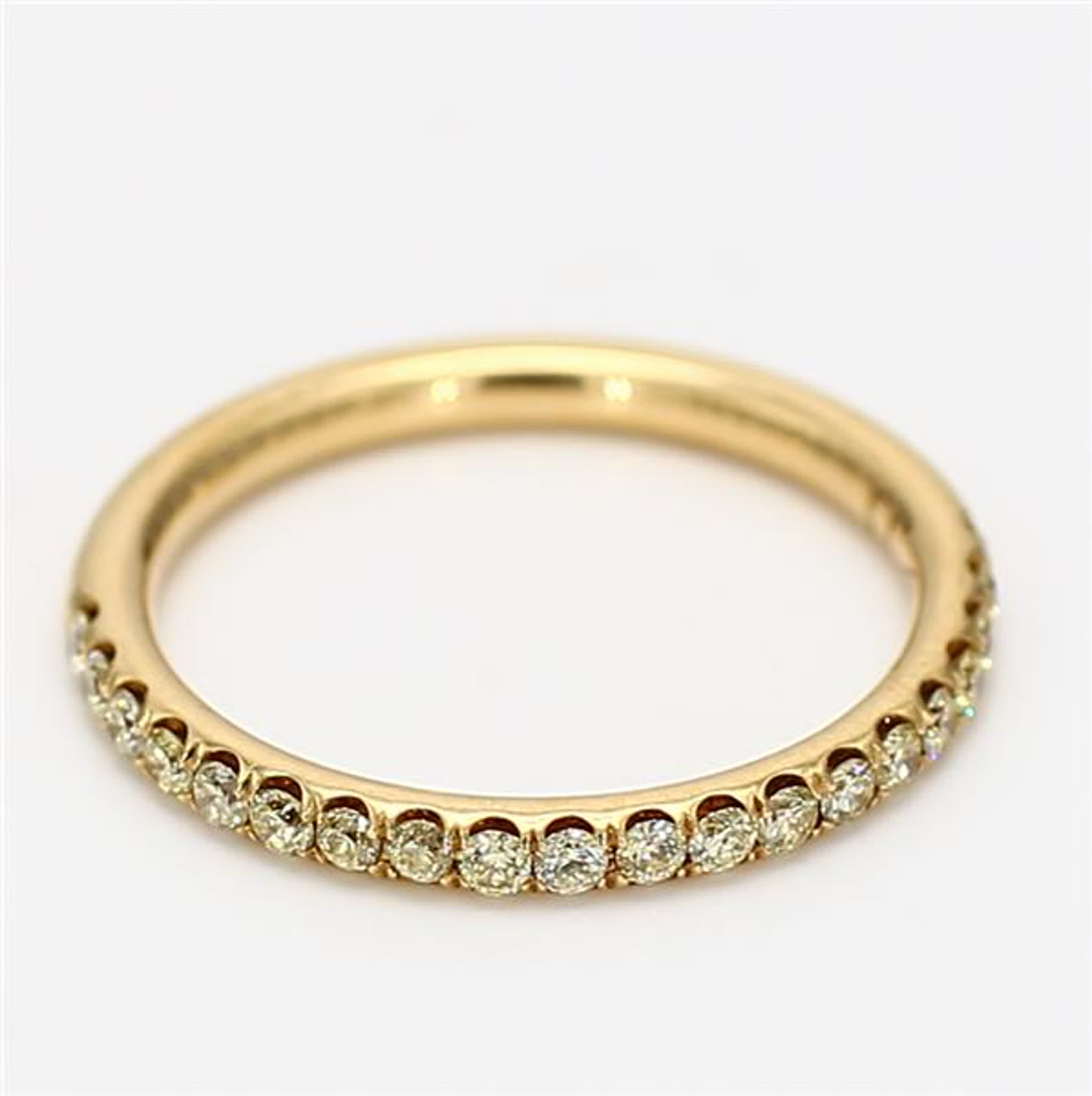 Natural Yellow Round Diamond .30 Carat TW Yellow Gold Wedding Band For Sale