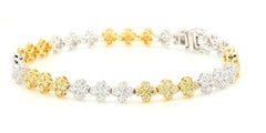 Pulsera tipo «tenis» de oro con diamantes redondos amarillos naturales de 3,05 quilates en total