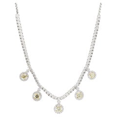 Collar de gota de oro con diamante redondo amarillo natural de 3.40 quilates TW