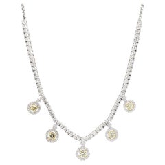 Collar de gota de oro con diamante redondo amarillo natural de 3.76 quilates TW