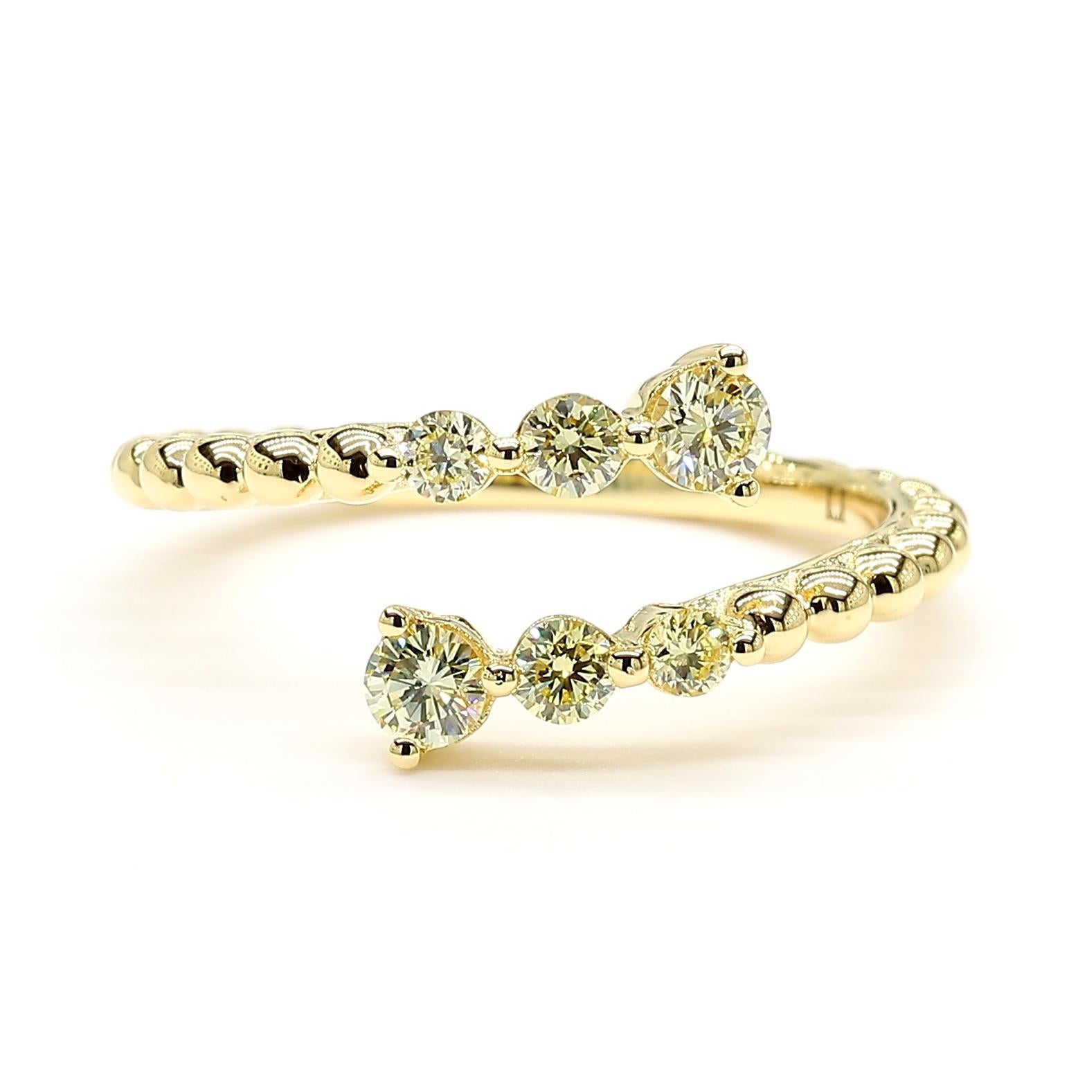 Contemporary Natural Yellow Round Diamond .39 Carat TW Yellow Gold Cocktail Band For Sale
