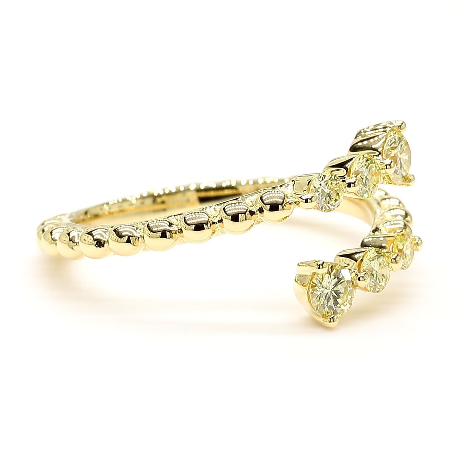 Round Cut Natural Yellow Round Diamond .39 Carat TW Yellow Gold Cocktail Band For Sale