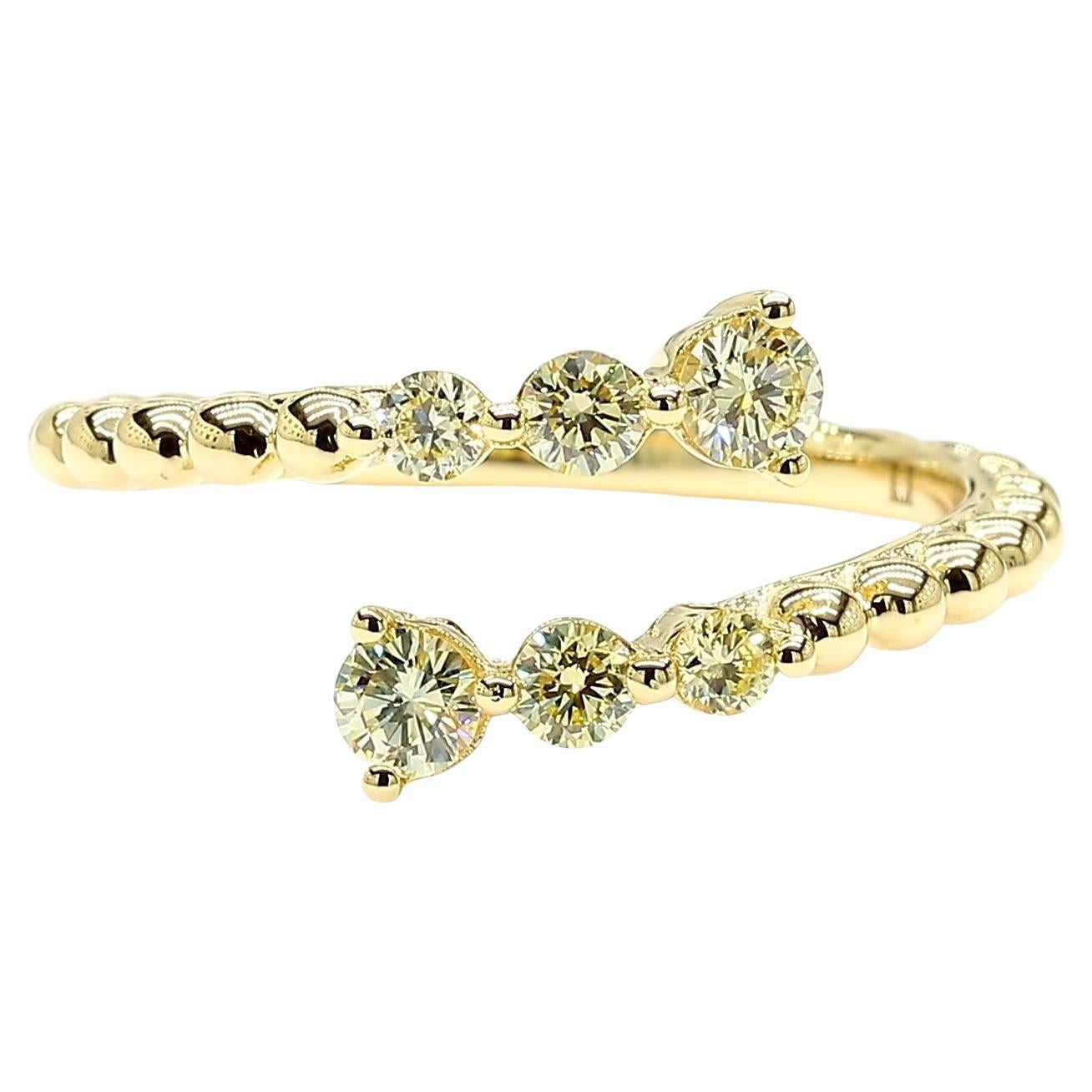 Natural Yellow Round Diamond .39 Carat TW Yellow Gold Cocktail Band