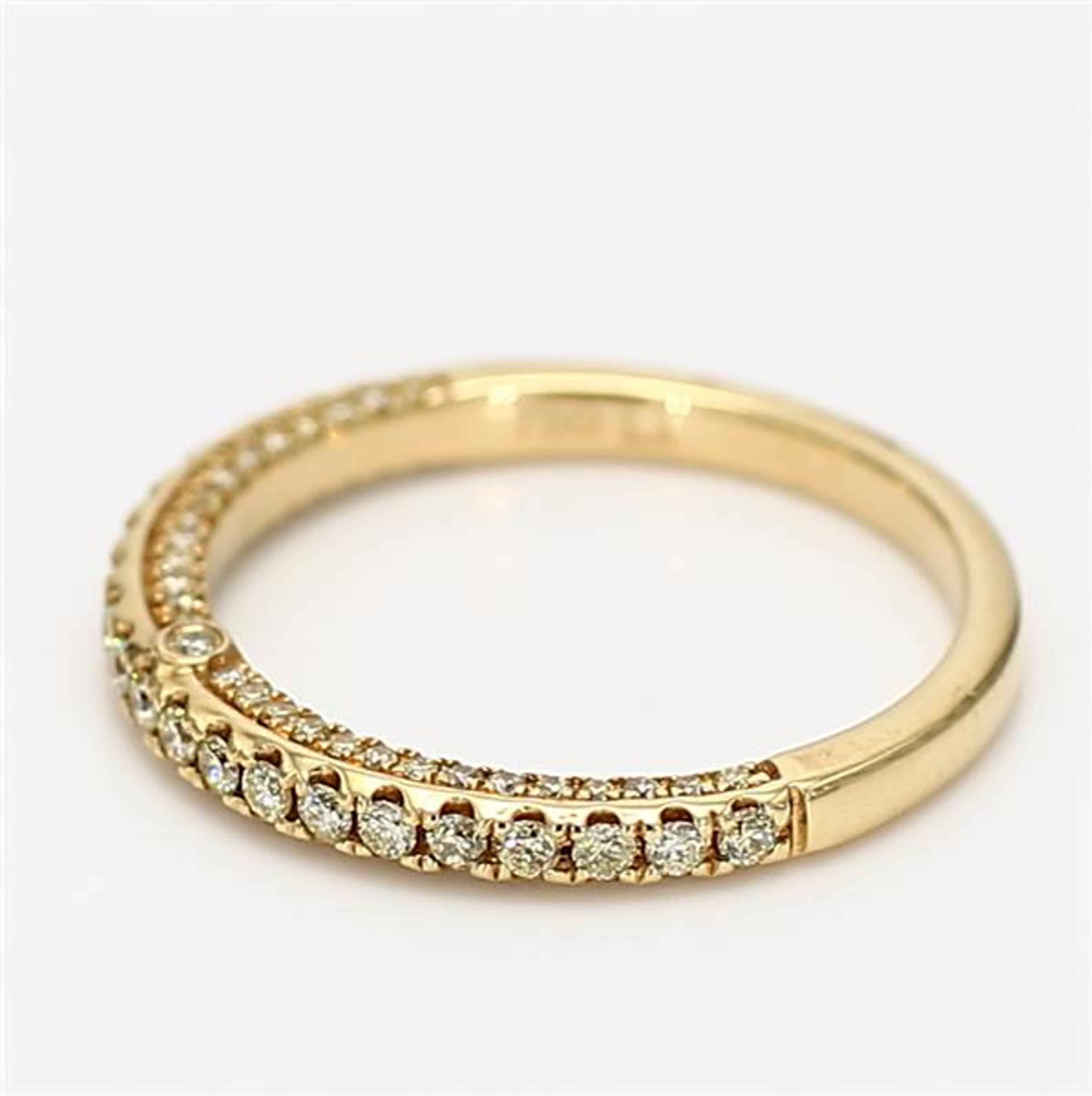 Contemporary Natural Yellow Round Diamond .39 Carat TW Yellow Gold Wedding Band For Sale
