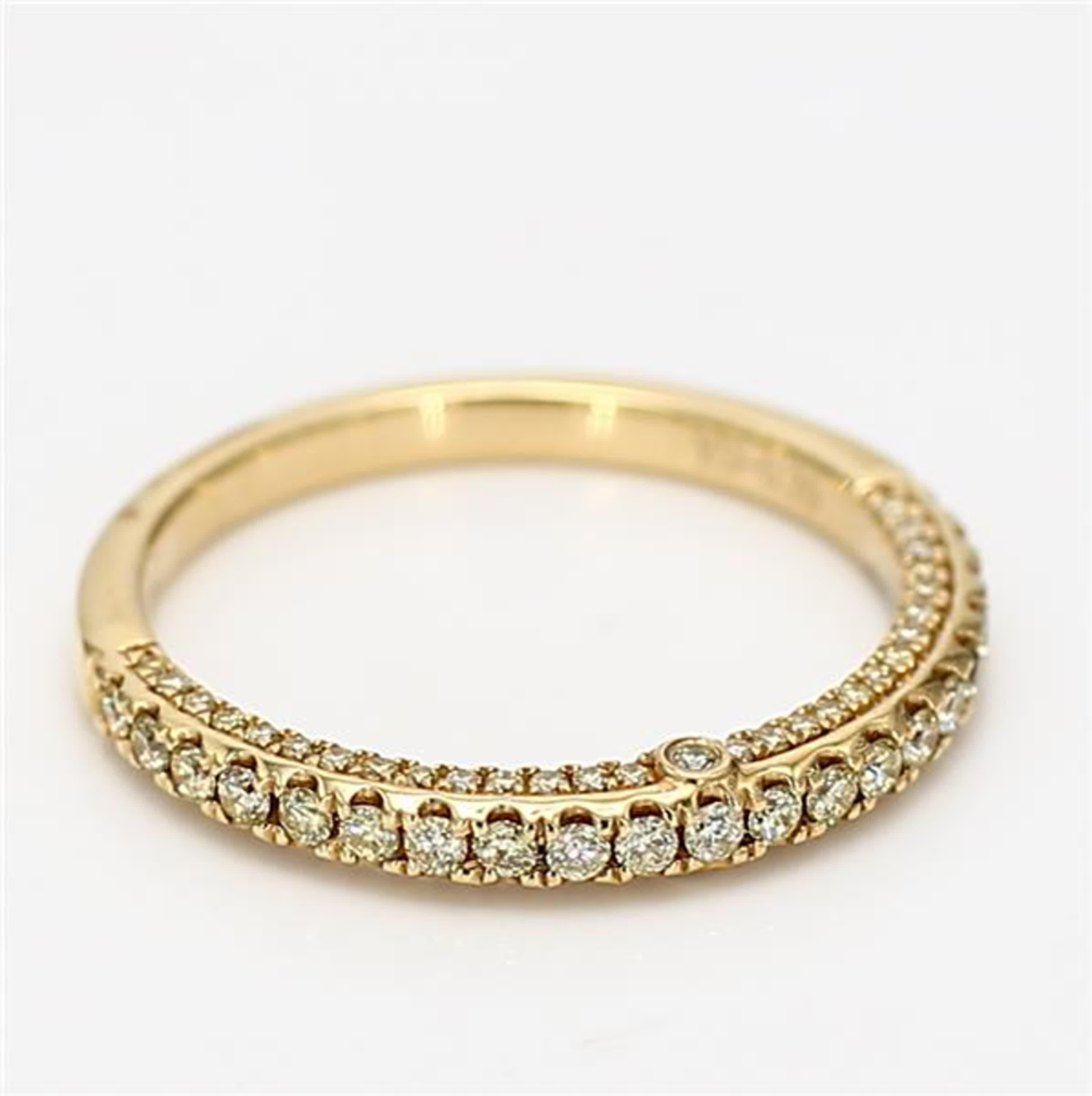 Natural Yellow Round Diamond .39 Carat TW Yellow Gold Wedding Band For Sale 1