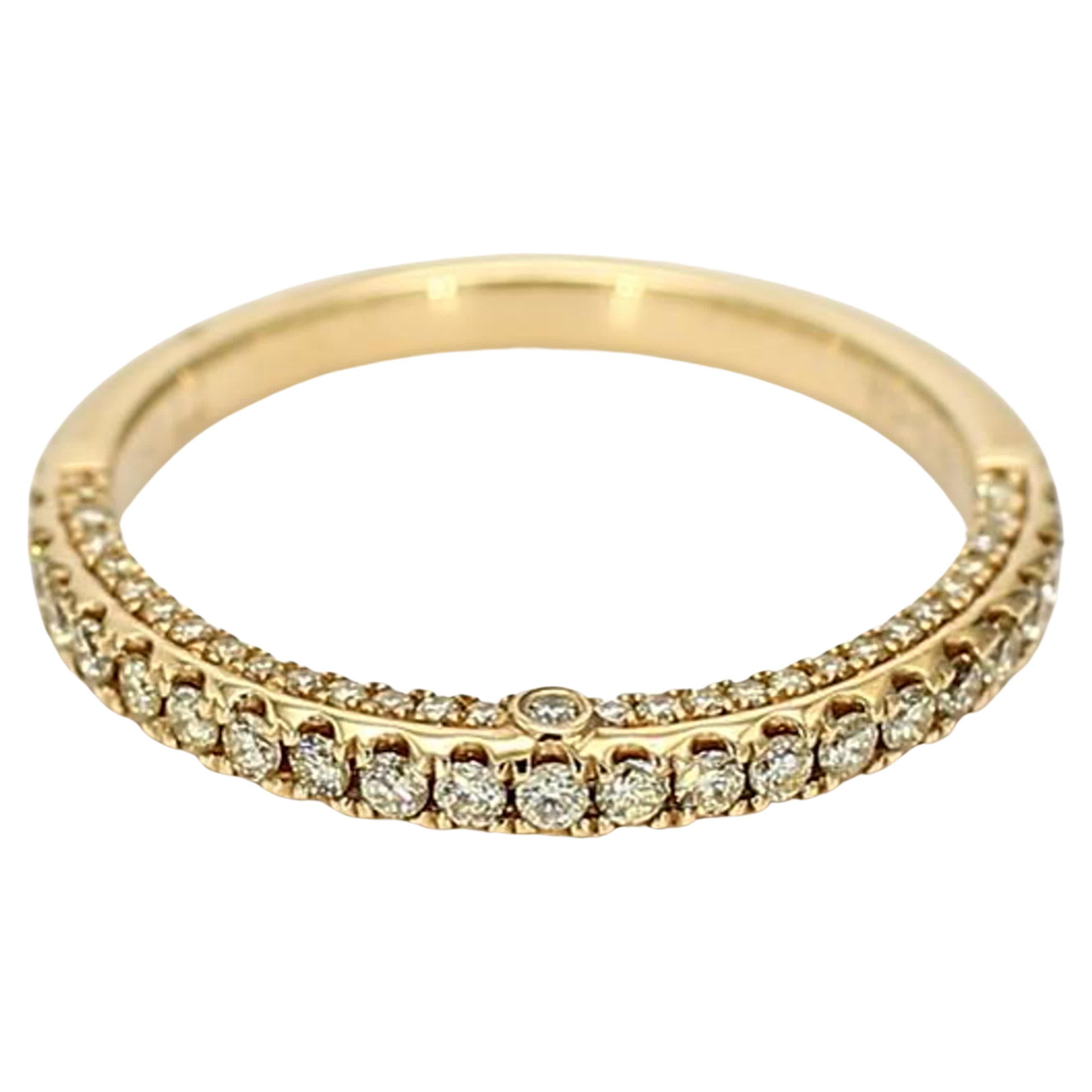 Natural Yellow Round Diamond .39 Carat TW Yellow Gold Wedding Band For Sale