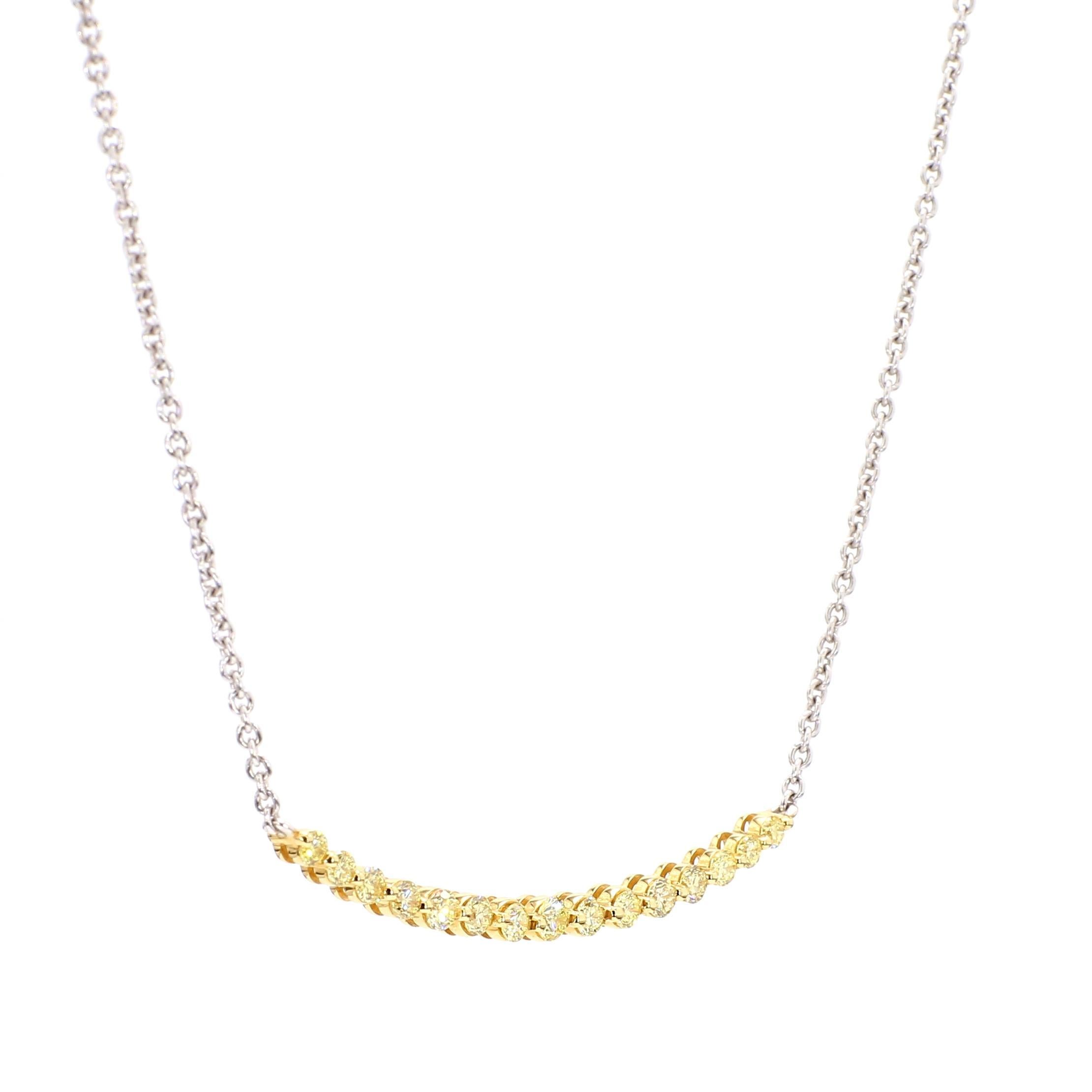 Natürlicher gelber runder Diamant .43 Karat TW Gold-Tropfen-Anhänger (Rundschliff) im Angebot