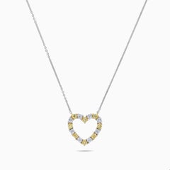Natural Yellow Round Diamond .45 Carat TW Gold Heart Necklace