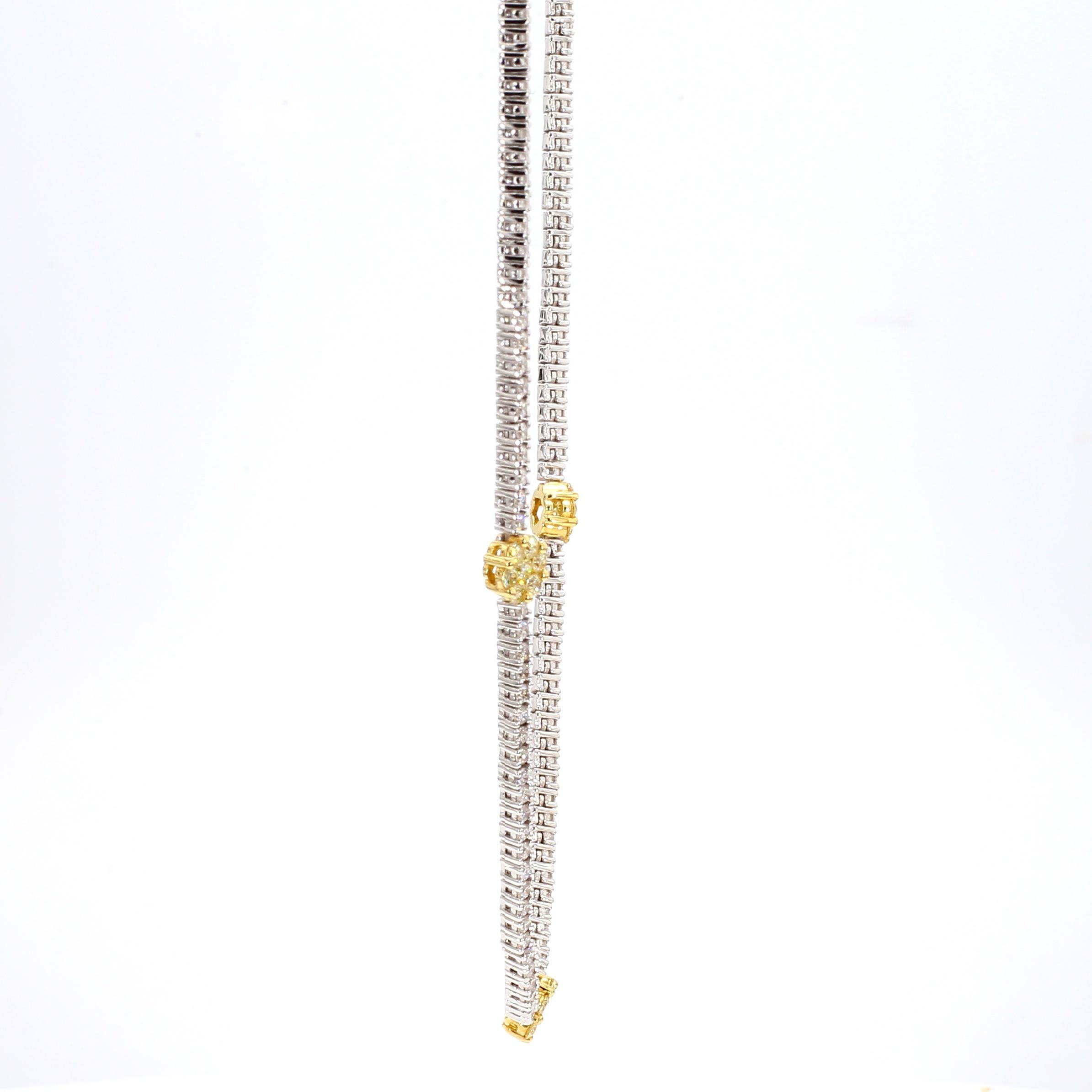 Natural Yellow Round Diamond 4.66 Carat TW Gold Drop Necklace For Sale 4