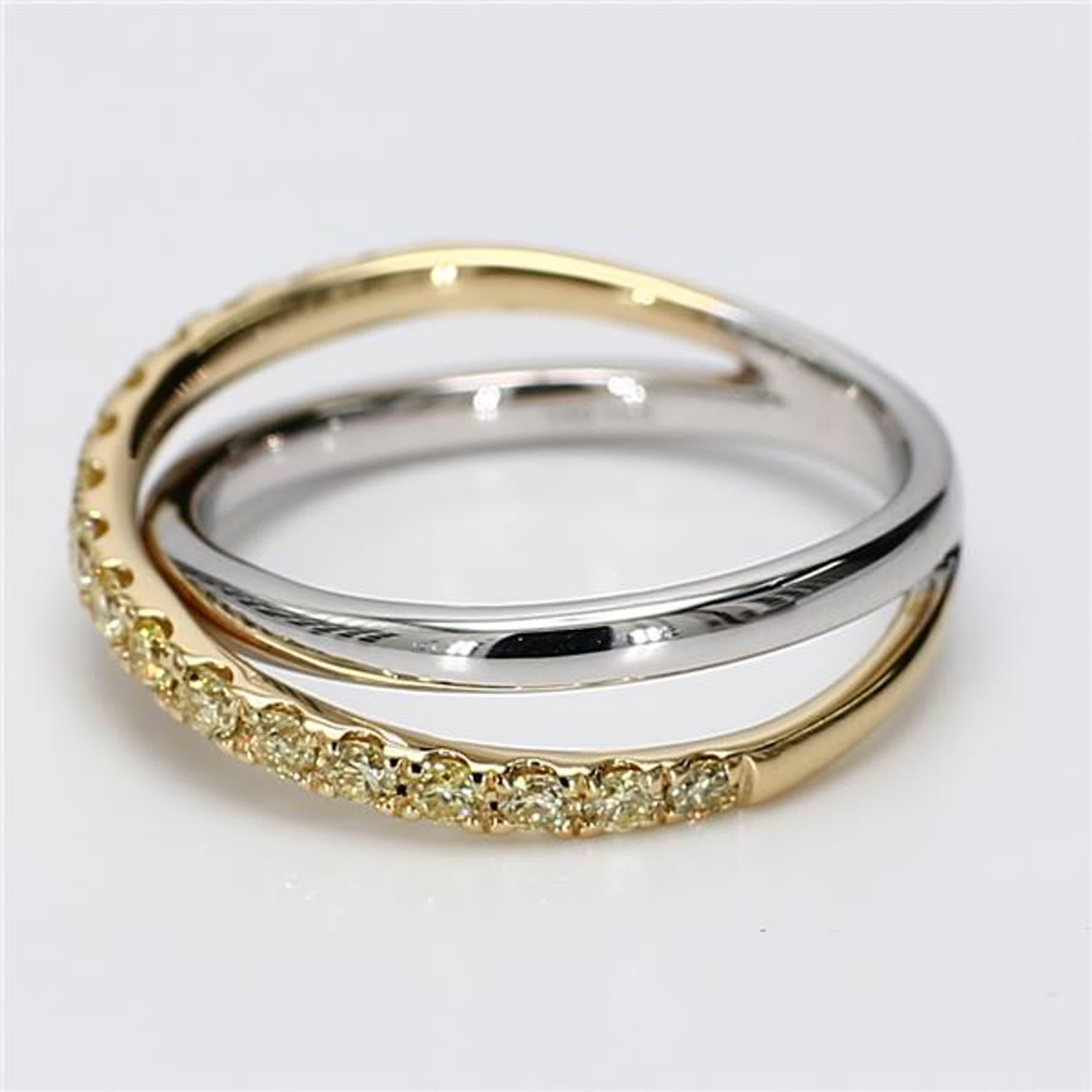 Contemporary Natural Yellow Round Diamond .47 Carat TW Gold Wedding Band For Sale