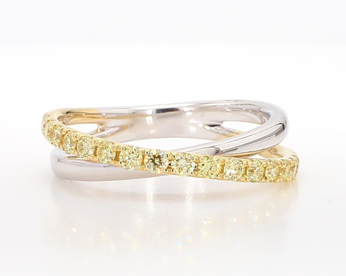 Contemporary Natural Yellow Round Diamond .47 Carat TW Gold Wedding Band For Sale