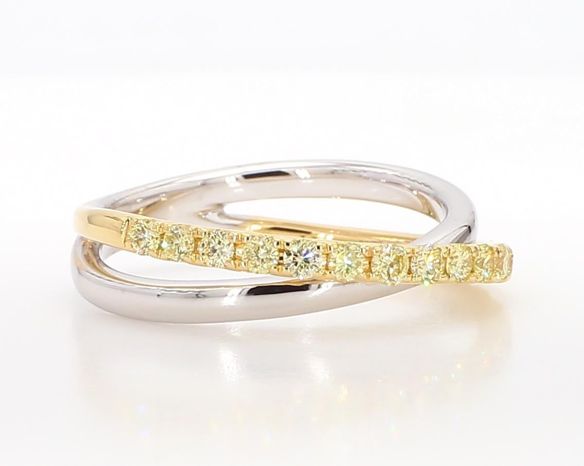 Round Cut Natural Yellow Round Diamond .47 Carat TW Gold Wedding Band For Sale