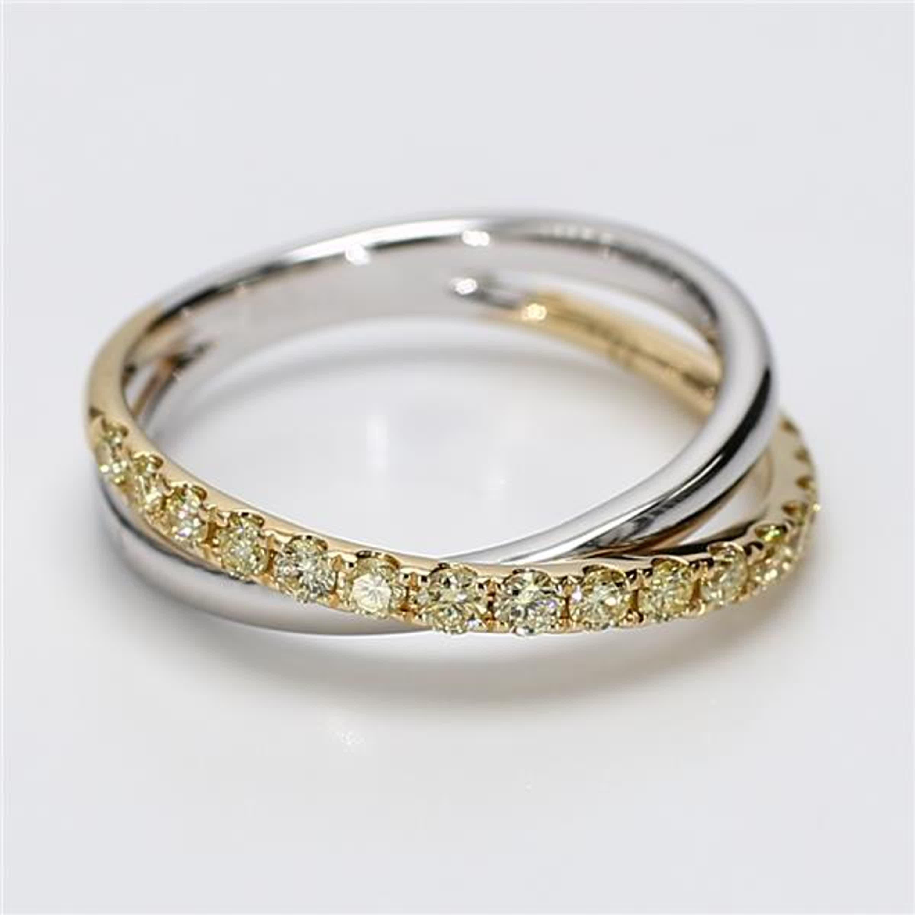 Natural Yellow Round Diamond .47 Carat TW Gold Wedding Band For Sale 1