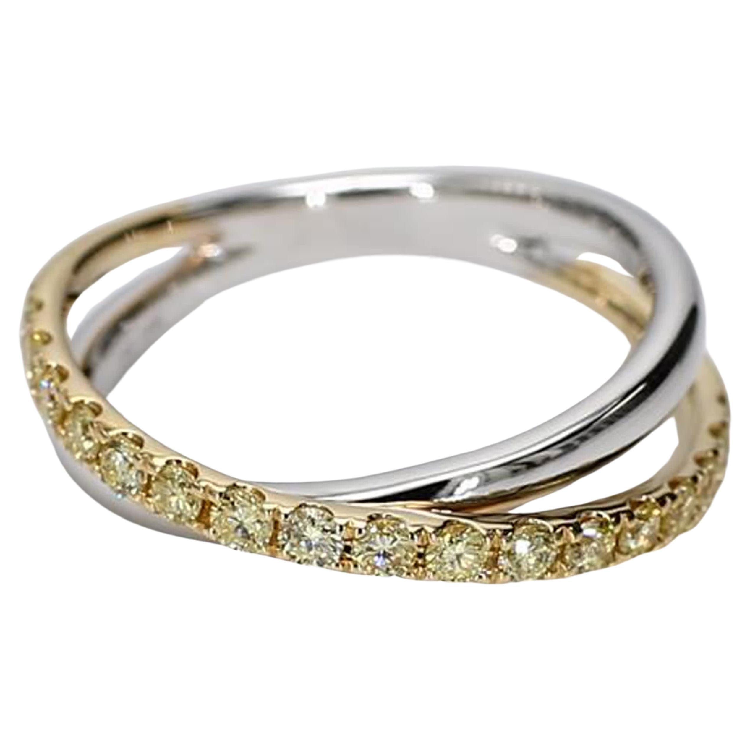 Anneau de mariage en or avec diamant rond de couleur naturelle jaune de 47 carat TW