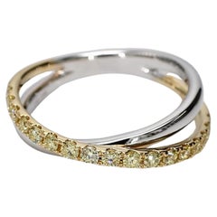Anneau de mariage en or avec diamant rond de couleur naturelle jaune de 47 carat TW
