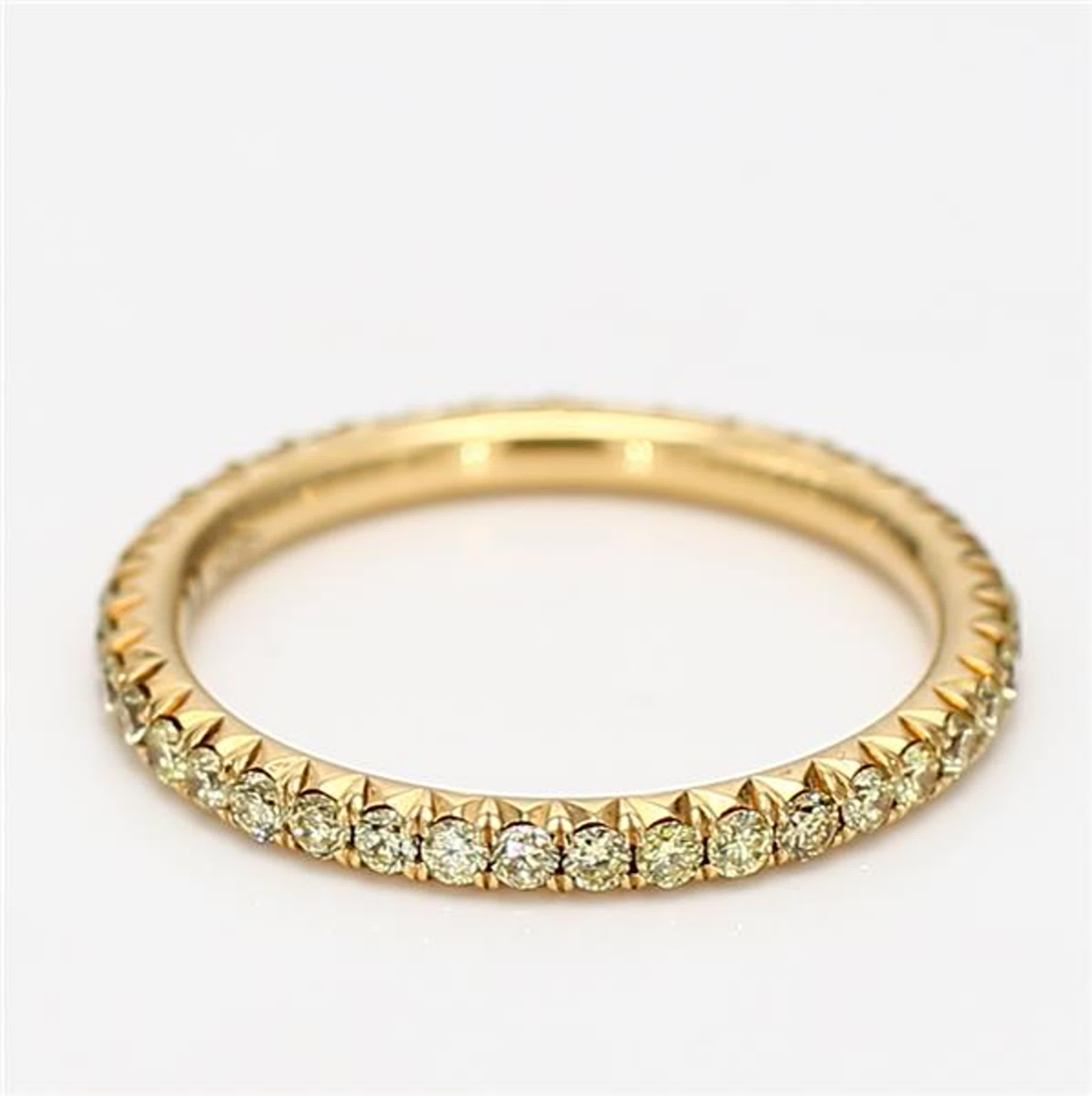 Contemporary Natural Yellow Round Diamond .57 Carat TW Yellow Gold Eternity Band