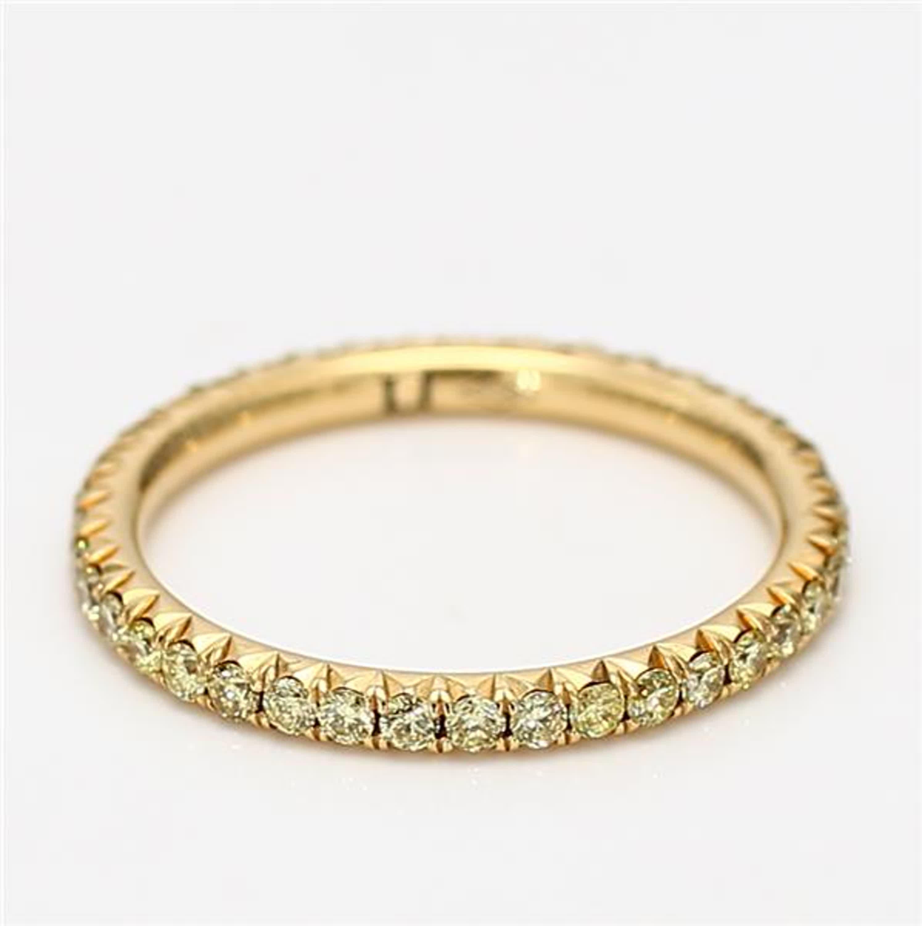 Round Cut Natural Yellow Round Diamond .57 Carat TW Yellow Gold Eternity Band