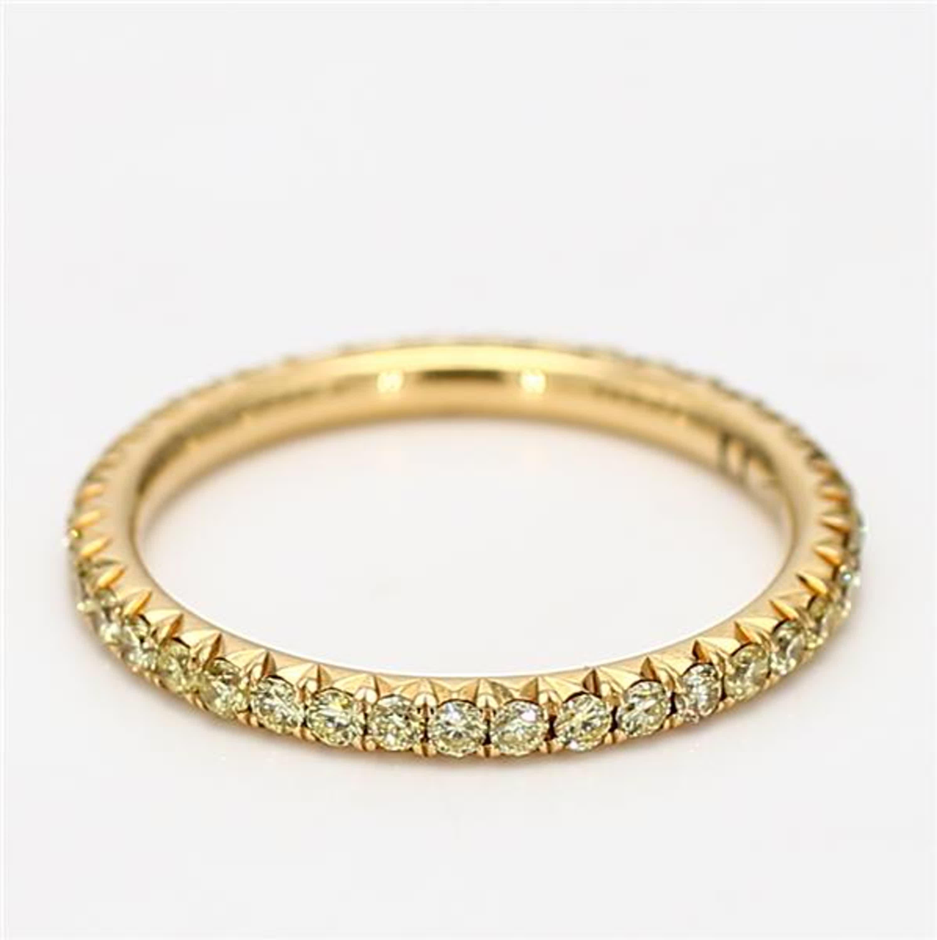 Natural Yellow Round Diamond .57 Carat TW Yellow Gold Eternity Band In New Condition In New York, NY