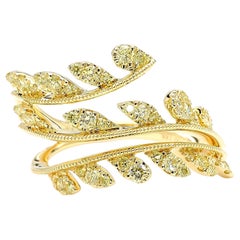 Natural Yellow Round Diamond .58 Carat TW Yellow Gold Cocktail Ring