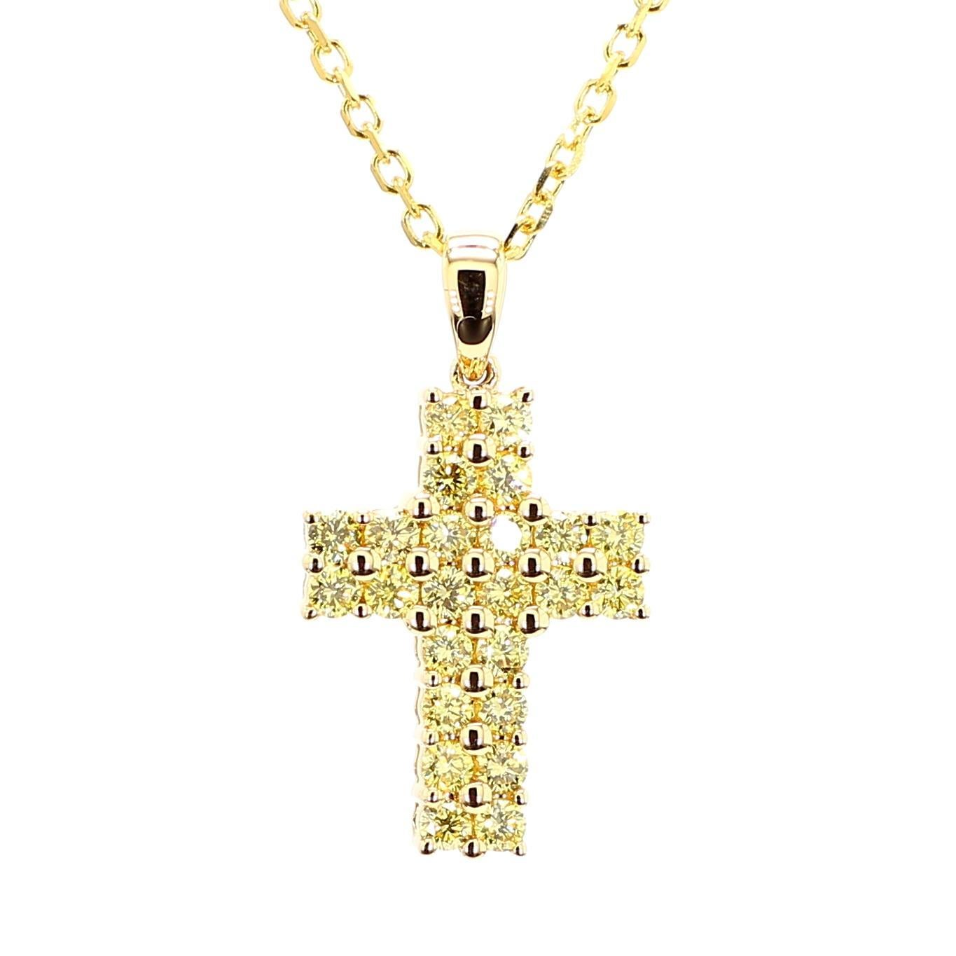 Contemporary Natural Yellow Round Diamond .62 Carat TW Gold Drop Pendant For Sale
